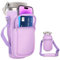 for Stanley Iceflow Flip Straw Tumbler 30 oz, Water Bottle Cup Holder Cover Carrier Sling Bag with Strap, Pouch Pocket for Phone / Accessories, add Handle for Stanley Flip Straw, Neoprene (Purple)