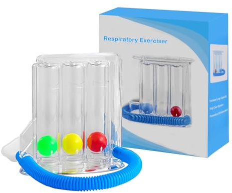 Esercizio Respiratorio per Polmoni, Esercitatore per la Respirazione, Ginnastica Respiratoria, Esercitatore di polmono, Spirometro Incentivante con 3 Palline, Sistema di Misurazione del Respiro