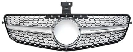 Kühlergrill Front Grill Für Merc&edes Für Be&nz C W204 C43 2007-2014 Fronthaube Stoßstangengrill Renngrill Für AM&G Style Facelift Tuning Zubehör(Silver)