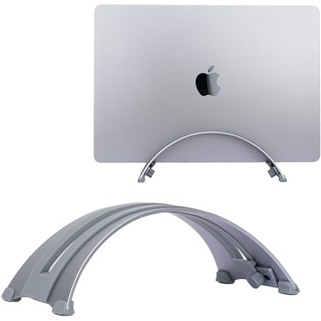 Psitek ARC Einstellbar Vertikal Laptop Ständer - 6061 Aluminium, CNC-Präzision, Eloxierte Oberfläche, Passend für alle Laptops inklusive 17 Zoll, Belüftetes Design, rutschfeste Silikonpads
