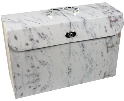 Cathedral Products Luxurious Marble Design 19-Pocket Expanding Box File with Silver-Coloured Accents | Stylish Document Organiser | A4 Size