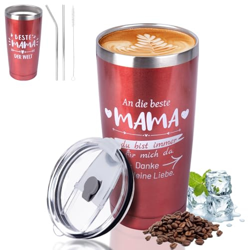 Belillpipi Weihnachtsgeschenke für Mama, Geschenkideen für Mutter, Thermobecher für Beste Mama, Lustige Geschenke für Geburtstag, Weihnachten, Muttertag, 20 oz