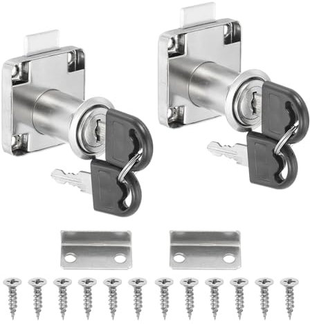 PATIKIL Cerradura de Cilindro para Armario de 1-1/4 (32mm), 2 Llaves Iguales Cerradura de Caja de Herramientas de Acero Aleado, Cerraduras Seguras con Llaves, Plata