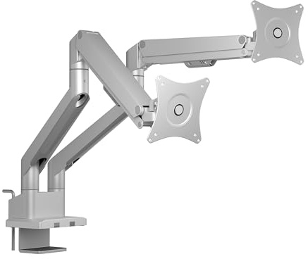 ICY BOX Monitorständer für 2 Monitore (17 bis 32), Höhenverstellbar, VESA-kompatibel (75x75, 100x100), einfaches Kabelmanagement, Aluminium/Stahl, IB-MS524-T