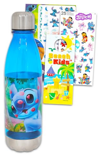 Disney Stitch Bouteille d'eau réutilisable pour filles – Ensemble avec Stitch et Ange – Bouteille d'eau réutilisable pour la maison, l'école, le sport et les autocollants, plus | Bouteille d'eau Lilo