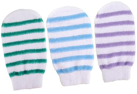 Healeved 3pcs Dual-sided Nylon Cotton Exfoliating Shower Gloves Bath Mittens for Skin Scrubbing and Deep Cleaning Suitable for Men and Women Body Bath Random Color