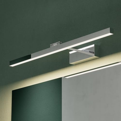 Mai & Mai Spiegelleuchte Bad 180° drehbar 60cm LED Spiegellampe Badezimmer | 4000K Wandleuchte Badezimmer, 14W Badezimmerlampe für Spiegel, klare Neutralweiß Badlampe, Chrom, Strahlenschön