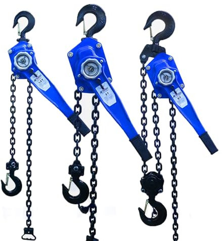 JIEYUGH Manual Lever Chain Hoist,G80 Galvanized Carbon Steel，Lift 3M Manual Ratchet Chain Puller Hoist with 2 Hooks Heavy Duty，for Garages, Building, Warehouse(1.5T,6M)