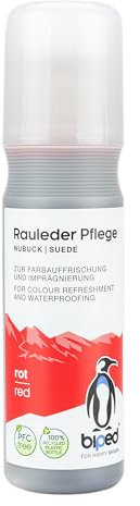 biped Rauleder Pflege zur Farbauffrischung, Pflege, Schutz und Imprägnierung - Wildleder, Velours Nubuk Pflegemittel Stick - für Textilien und TEX-Materialien - PFC frei 75 ml z2790(rot)