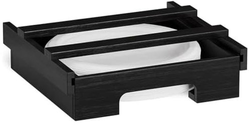 Muuoeou Papptellerspender für 9, Unterschrank-Bambus-Tellerhalter, Küchentheke, Vertikale Tellerspenderhalter, B