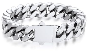 Bandmax Armbänder Herren Edelstahl Panzerarmband 5/7/9/12MM Männer Miami Gliederarmband Silber/Schwarz/Gold Kubanische Kettenarmband Armkette 19/21/23cm Punk Schmuck für Geburtstag
