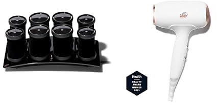 T3 Volumizing Hot Rollers Luxe Set mit 4 beheizten 44-mm-Lockenwicklern und 4 beheizten 38-mm-Lockenwicklern + T3 Fit Kompakter professioneller Haartrockner