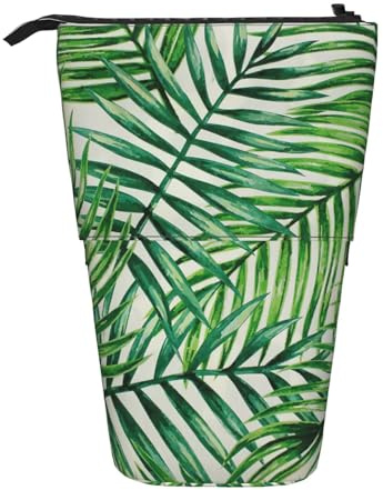 Lixlzh Trousse à crayons télescopique en polyester avec imprimé feuille de bananier - Noir - Taille unique - Art déco, Noir , Taille unique, Art Déco