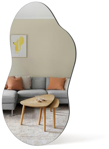 Ymahizax Wall Mirror, Black Irregular Mirror for Living Room, 91 x 48 CM Hanging Decorative Mirrors for Walls Make up Dressing Mirrors for Bedroom Hallway