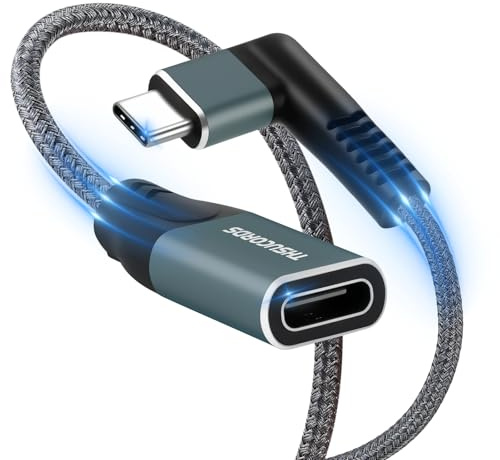 Thsucords USB C Extension Cable 0,5M, Type C 90 degree Right Angle Extender Cord, USB 3.2(20Gbps) Male to Female for MacBook