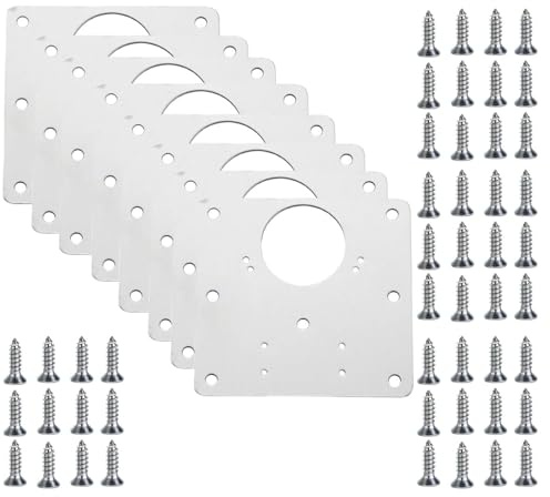 6 Pcs Hinge Repair Plate, 3.5 x 3.5 Inch Stainless Steel Cabinet Hinges with 48 Pcs Mounting Screws, Kitchen Door Hinge Repair Plate for Kitchen Cupboard Door Wardrobe Wood Furniture
