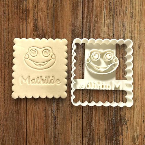 ELACE Emporte Pièce Grenouille à personnaliser avec prénom - Moule Biscuit Emporte Piece Enfant pour Biscuits, Gâteaux- Idéal pour Cadeau, Enfants Dimension 7.3x6.5x1.5cm