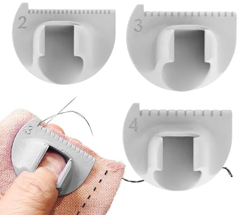 Lot de 3 guides de bord d'aiguille à coudre | Règle de doigt de couture, outil de mesure pour les débutants, matelassage, ourlets, coutures droites incurvées, aides à la couture en cuir pour des