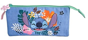 TOYBAGS Stitch Federmäppchen, dreifach, Reißverschluss, innen komplett gefüttert und personalisierbar, Federmäppchen mit 3 Fächern, 11,5 x 23,5 x 3 cm, bunt, Dreifach-Schulmäppchen