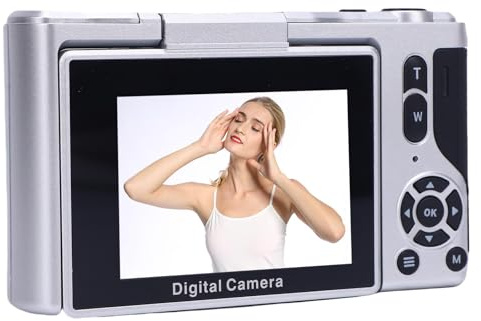 Cámara Digital, Cámara sin Espejo de Estabilización de Imagen IA para Fotografía (Silver)