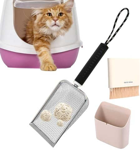 Acunny Streuschaufel – Schaufel aus Metall, platzsparendes Zubehör mit glattem Sieb für Katzentoilette