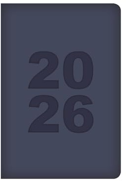 Taschenkalender 2026, Wochenansicht, marineblau, geprägt, gepolstert, weiches Kunstleder, minimalistisches Design, gebundenes Notizbuch, Business- und Studenten-Organizer