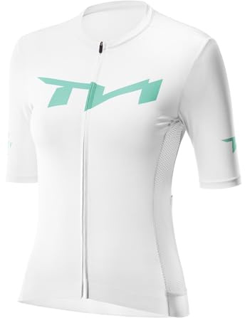ROCKBROS TVI Cykeltröja för kvinnor, kortärmad komfort, cykeltröja, andas, hög elasticitet, cykeltröja, cykeltoppar med 3 fickor, för kvinnor, vägcykel utomhus, Vit, S
