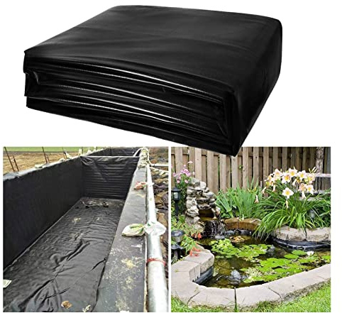 Bâche de bassin en PVC EPDM personnalisable et résistante - Noir - Étanche - Pour jardins aquatiques et fontaines - Taille découpable : 6 x 8 m