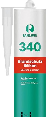 Ramsauer 340 Brandschutz Silikon, 310ml Kartusche, Grau | Neutralvernetzend, Korrosionsfrei, Für Brandschutztüren und Fensterversiegelung, Temperaturbeständig bis 250°C