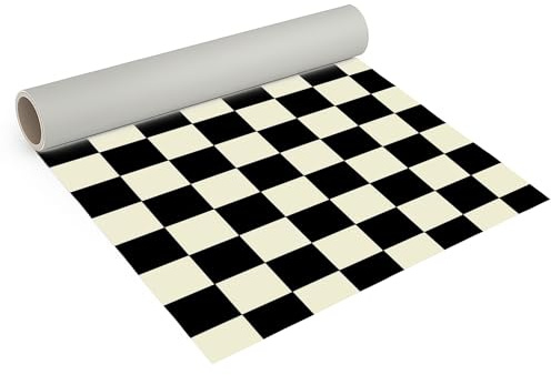 Internethandel Pfordt CV Bodenbelag Schachbrett, 250x200 cm, pflegeleichter PVC Vinylboden, Meterware für Küche und Wohnzimmer