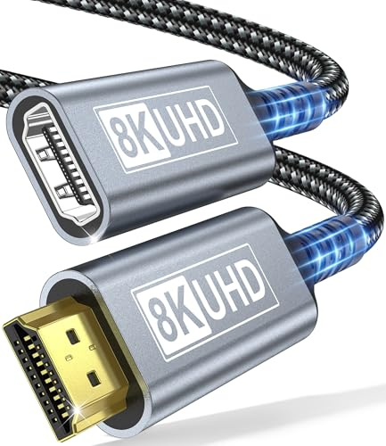 ZEENVIC Rallonge HDMI 1M Câble, Câble d'extension HDMI 2.1 Mâle vers Femelle 8K@60Hz 4K@120Hz/144Hz 48Gbps, High Speed UHD eARC HDCP 2.3, Compatible avec TV Stick, HDTV, PS5/PS4