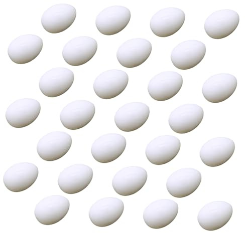 Levemolo 28pcs Solid Fake Pigeon Eggs for Incubation Lightweight DIY Paintable Imitation Eggs for Breeding and Easter Decoration