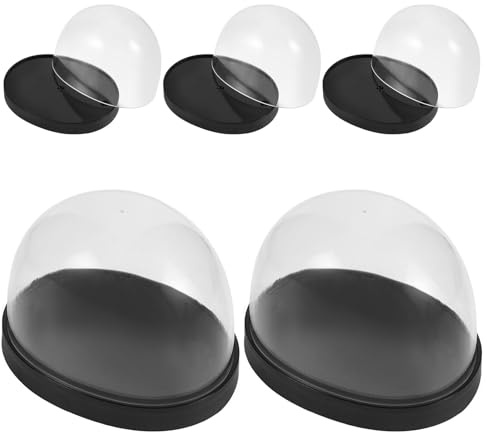 DECOMELODY 5pcs Clear Plastic Dome Cloche with Base for DIY Crafts and Eternal Flower Display Transparent Protective Bell Jar Cover for Dessert Cake and Item Storage Dustproof Decorative