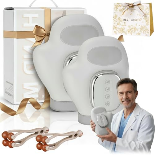 fjaldjfu Hand Massager for Arthritis, Smart Hand Massager for Pain Relief with 5 Levels Heat and Compression, Auto Timer, Massage Hands Gadget, Gifts for Women Mom Dad Relieves Fatigue (2PCS)