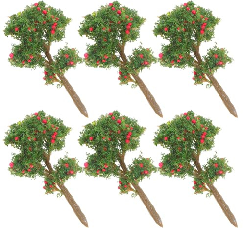HAPINARY 6 pièces Arbres Fruitier Artificiel Réalistes pour Diorama DIY Décor Miniature Mousse pour Jardin et Maison Modèle de Pommier Faux Hauteur