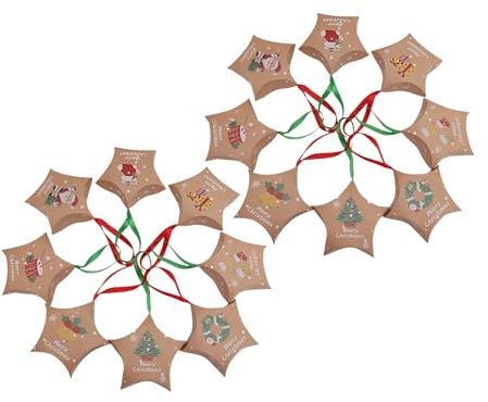 Weihnachtsbox 16-Teilige Wiederverwendbare Behälter Festtagsdekoration | Sterndosen für Schokoladenbox Für Kinder Und Erwachsene Leckerei Spielzeug Snack Süßigkeit Dessert Party Strumpffüller
