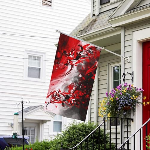 Gartenflaggen, 90 x 150 cm, schweres Willkommensbanner mit Messingösen, Dekoration, Banner, Outdoor-Flagge, rot, schwarz, weiß, abstrakte Hofflaggen für alle Jahreszeiten, Außendekor-Flagge