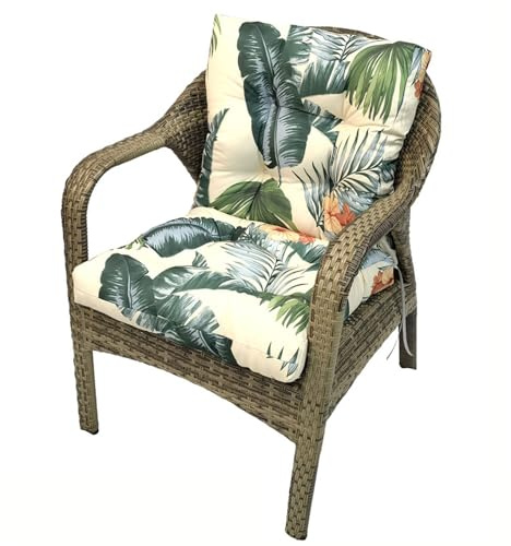 Awoyep Garden Rocking Chair Cushion: Low Back Chair Pads Seat Support Cushion with Ties 106x53x10 Cm Outdoor Waterproof Replacement Cushions for Dining Furniture Patio (Flowers1)