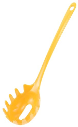 JECOMPRIS Cucchiaio in Melamina per Spaghetti Manico Ergonomico, Mestolo Colino da Cucina Giallo per Scolare Pasta e Uova, Utensile Portatile per Uso Domestico e Feste