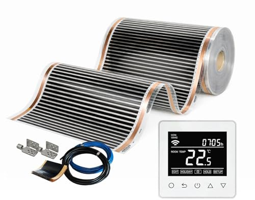 Calorique Neo Film chauffant infrarouge - Chauffage au sol électrique - 100 cm - 150 W/m² - Longueur 4,0 m² - Thermostat Wi-Fi ET61W - Kit pour chauffage électrique au sol, mur, plafond