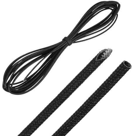 QUARKZMAN 20ft Guaina Intrecciata Per Cavi, 1mm / 1/32 ID 200C Alta Temperatura 1500V Protettore Per Filo In Fibre Di Vetro Organizzatore Cavi Gestione Fili Per Motore Rigo