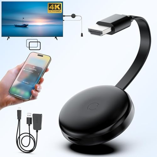 4K Wireless HDMI Display Adapter, 5G HDMI Wireless Dongle Adapter, Mirroring Extender Stream Video/Audio von Android/iOS/Windows/MacOS/Laptop zu TV/Monitor/Projektor, unterstützt Airplay DLNA Miracast