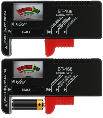 2 st universella batteritestare, kompatibla med icke uppladdningsbara, kompakta och bärbara batterier, för hemmabruk och laddare