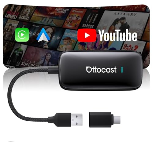 OTTOCAST Play2Video Ultra 2026, Adattatore CarPlay Wireless & Android Auto con YouTube/Prime Video, WiFi 6, 4GB+32GB, Plug & Play, iOS 10+/Android 11+, per Auto con CarPlay Cablato dal 2016