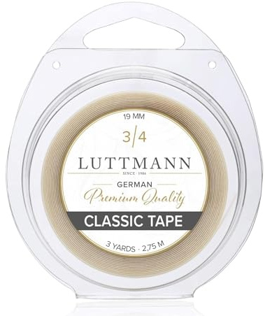 LUTTMANN® Classic Tape - Kleberolle Tape transparent für Toupets, Perücken, Haarsysteme & Haarteile - speziell für Foliensysteme und PU Untergründe (12 mm x 2,75 m) (19 mm x 2,75 m)