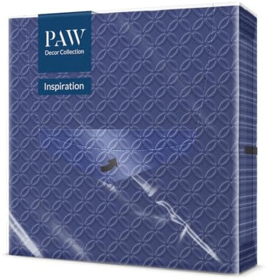 PAW - Serviettes Papier Gaufrées 3 Plis (33 x 33 cm) I Lot de 20 I Parfait pour les Fêtes, les Mariages, la Communion I Serviettes en Papier Structuré I Inspiration Modern (navy blue)