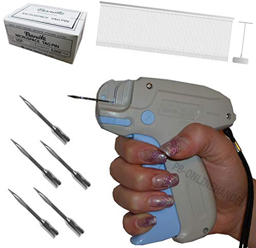 PB-Onlinehandel Etikettierpistole Banok 503S Standard [Set 5] + 5.000 BANOK-Heftfäden USP + 5 Ersatznadeln Etikettiergerät Tag Gun