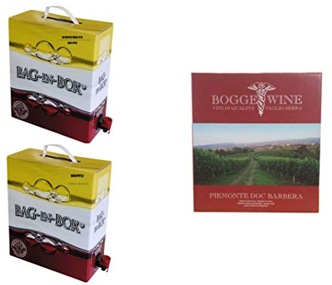 Boggero Bogge Wine - Tris vini rossi Bag in box 5 L - Monferrato Rosso Nebbiolo - Piemonte Barbera - DolcettoMontà