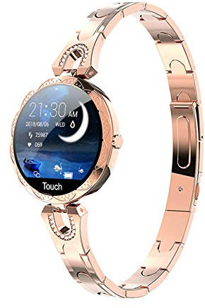 ZYD 2020 Fashion Women's Smart Watch Waterproof Wearable Device Heart Rate Monitor Sports Smart Watch for Women Ladies AK15,Gold