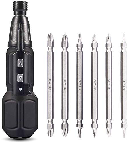900mAh Cacciavite Elettrico Set, Cordless Ricaricabile USB Cacciaviti Elettricista con 6 Punte a Vite Intercambiabili per Fai Da Te, Principianti ed Esperti (Set A)